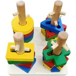 Intellectual Geometric Shape Sorter Four Column Blocks