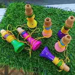 Multicolor Wooden Whistle with Rope-color may vary