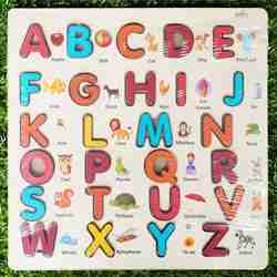 English Wooden Alphabet Letters caps ABC with Images