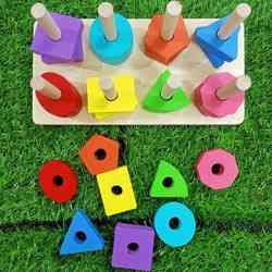 8 Column Wooden Shape Sorter Building Blocks