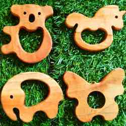 Wooden Pure Raw Neem Teethers with 9*6cm Approx(Random)-1Pc