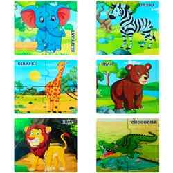 4 Pieces Wooden Animal Puzzle Combo of 6 with Customized Kids Name
