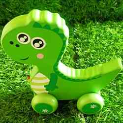 Wooden Pull Along Dino for 12+ months to Encourage Walk