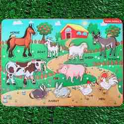 Wooden Farm Animals Montessori Board