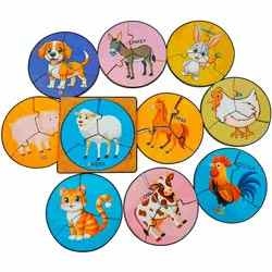 3 Pieces Puzzle Farm Animals