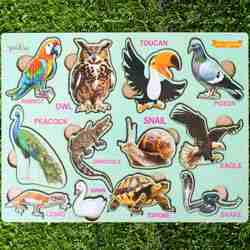 Wooden Birds and Reptiles Finger Grip Board