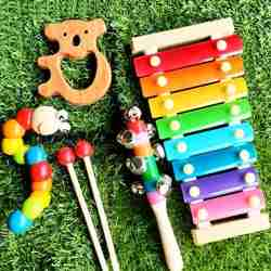 Combo of Xylophone,Caterpillar,Neem Teether,Rattle Set(Random Design)