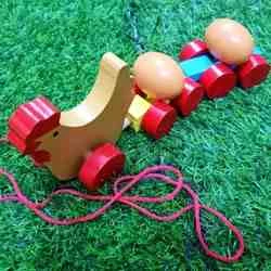 Wooden Hen with Rotating Eggs