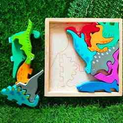 Wooden Dino Stacking Game,Dino Puzzle