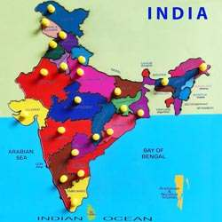 Multicolors India Map with Knob