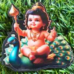 Wooden Murugan Fridge Magnet(print may vary)