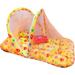 Ultrasoft Born Baby Bed with Mosquito Protection Net with Pillow & Zip Coverage